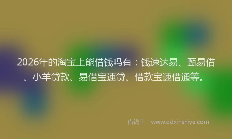 2026年的淘宝上能借钱吗有：钱速达易、甄易借、小羊贷款、易借宝速贷、借款宝速借通等。