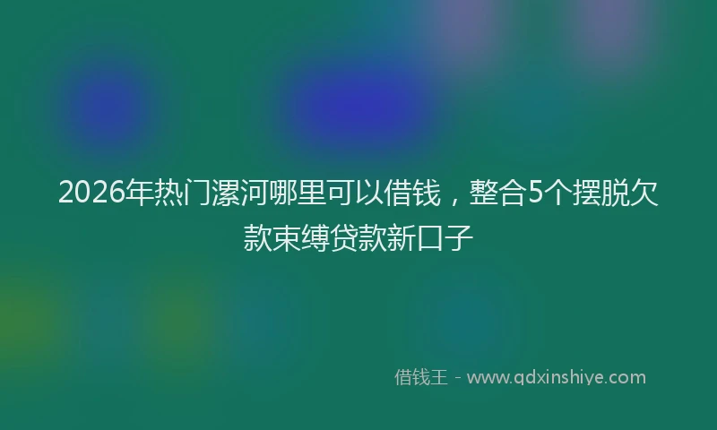 2026年热门漯河哪里可以借钱，整合5个摆脱欠款束缚贷款新口子