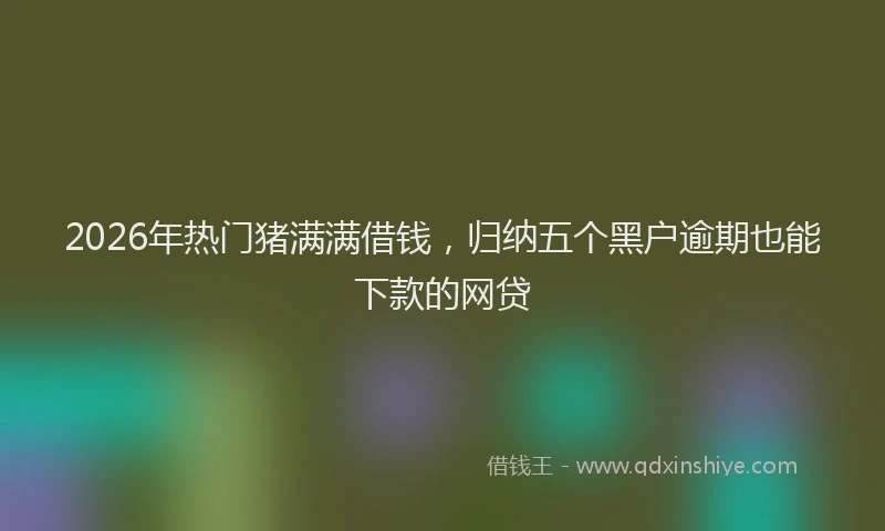 2026年热门猪满满借钱，归纳五个黑户逾期也能下款的网贷