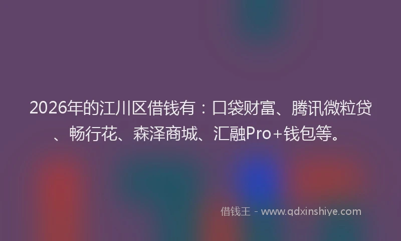 2026年的江川区借钱有：口袋财富、腾讯微粒贷、畅行花、森泽商城、汇融Pro+钱包等。