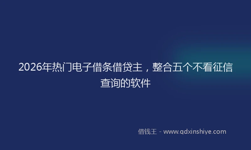 2026年热门电子借条借贷主,整合五个不看征信查询的软件