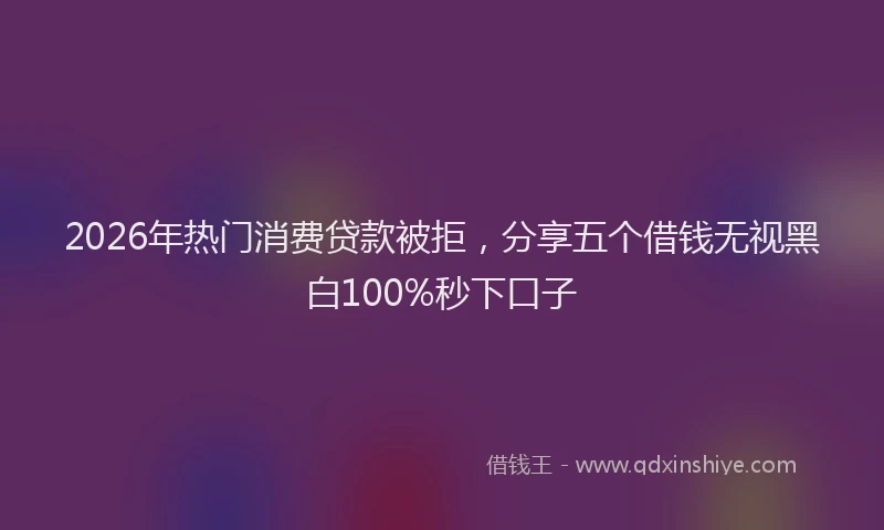 2026年热门消费贷款被拒，分享五个借钱无视黑白100%秒下口子