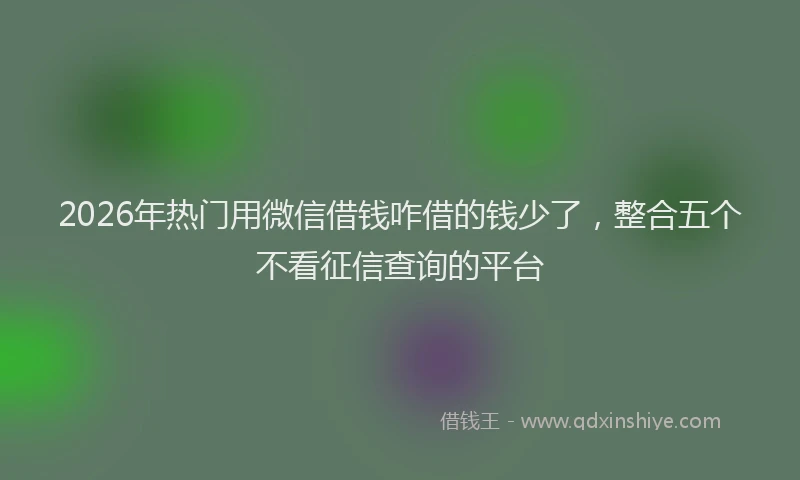 2026年热门用微信借钱咋借的钱少了，整合五个不看征信查询的平台