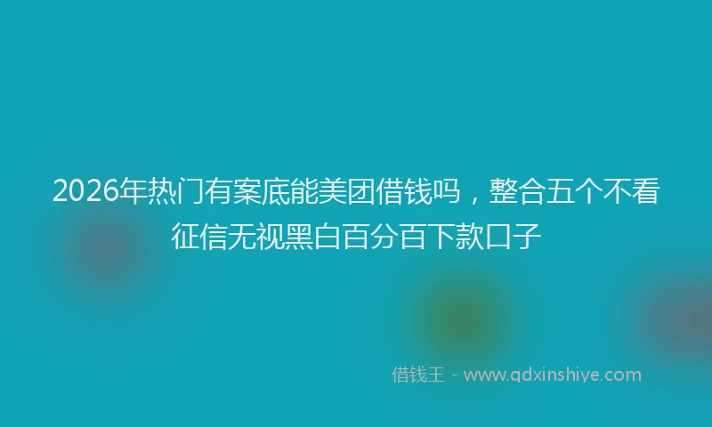 2026年热门有案底能美团借钱吗，整合五个不看征信无视黑白百分百下款口子