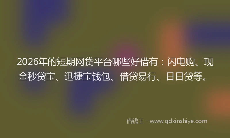 2026年的短期网贷平台哪些好借有：闪电购、现金秒贷宝、迅捷宝钱包、借贷易行、日日贷等。