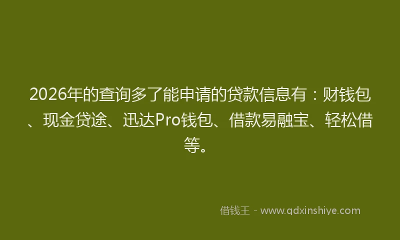 2026年的查询多了能申请的贷款信息有：财钱包、现金贷途、迅达Pro钱包、借款易融宝、轻松借等。