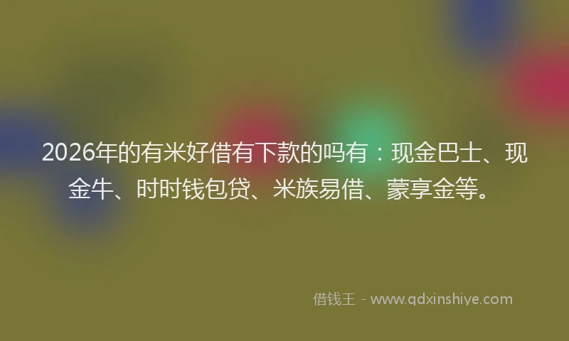 2026年的有米好借有下款的吗有：现金巴士、现金牛、时时钱包贷、米族易借、蒙享金等。
