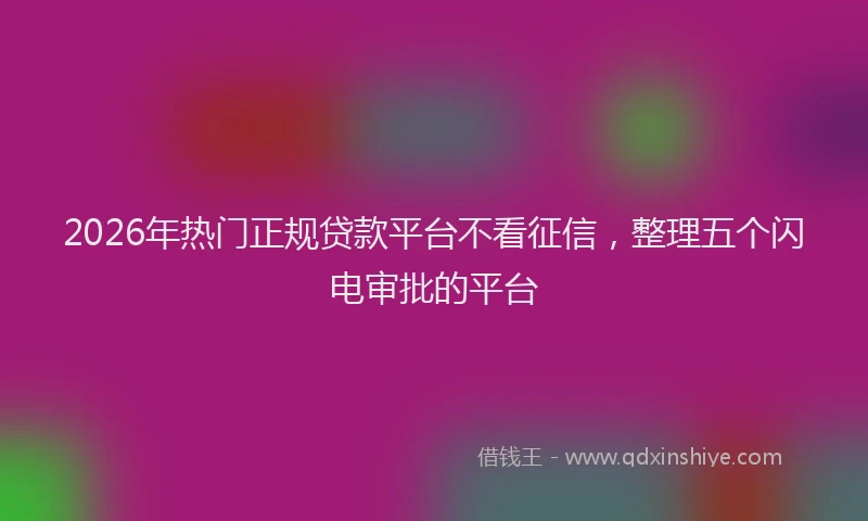 2026年热门正规贷款平台不看征信，整理五个闪电审批的平台