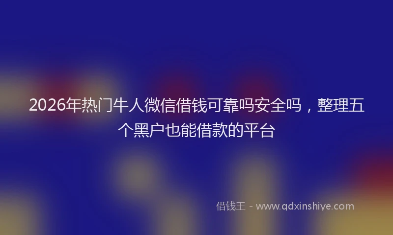 2026年热门牛人微信借钱可靠吗安全吗，整理五个黑户也能借款的平台