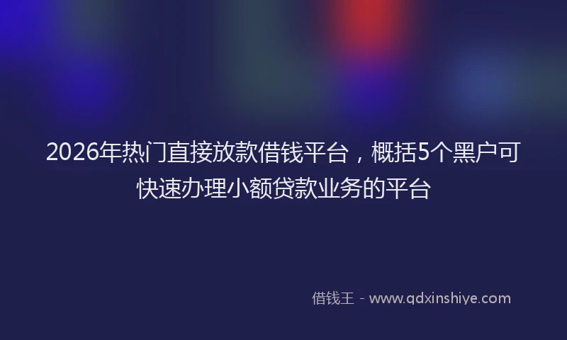 2026年热门直接放款借钱平台，概括5个黑户可快速办理小额贷款业务的平台