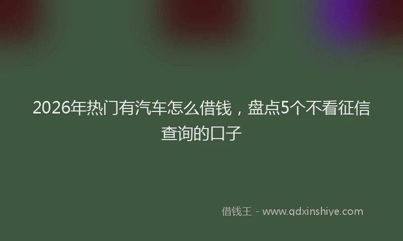 2026年热门有汽车怎么借钱，盘点5个不看征信查询的口子
