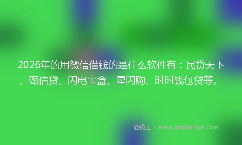 2026年的用微信借钱的是什么软件有：民贷天下、甄信贷、闪电宝盒、星闪购、时时钱包贷等。