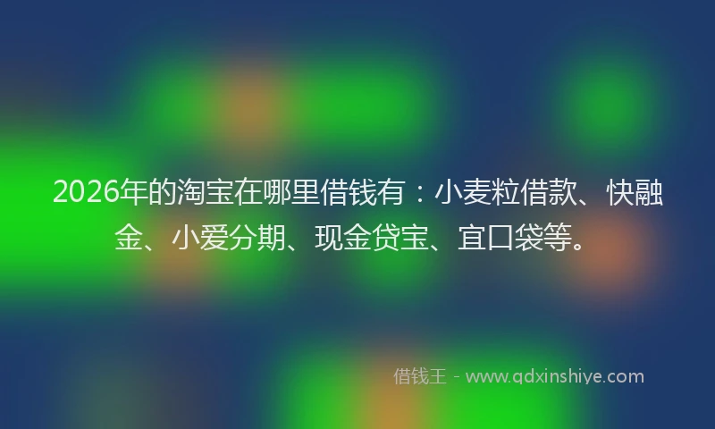 2026年的淘宝在哪里借钱有:小麦粒借款、快融金、小爱分期、现金贷宝、宜口袋等。