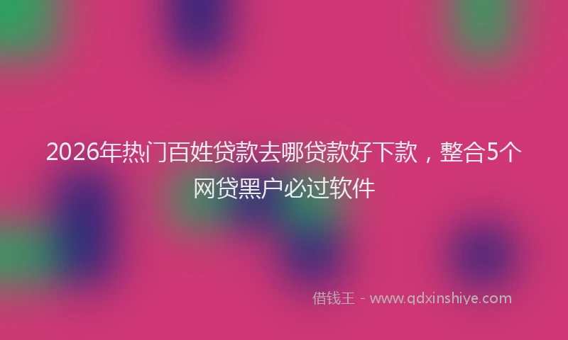 2026年热门百姓贷款去哪贷款好下款，整合5个网贷黑户必过软件
