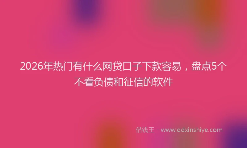 2026年热门有什么网贷口子下款容易，盘点5个不看负债和征信的软件
