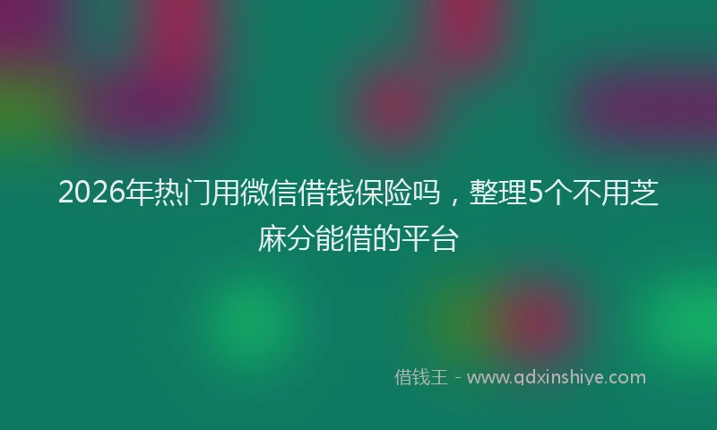 2026年热门用微信借钱保险吗，整理5个不用芝麻分能借的平台