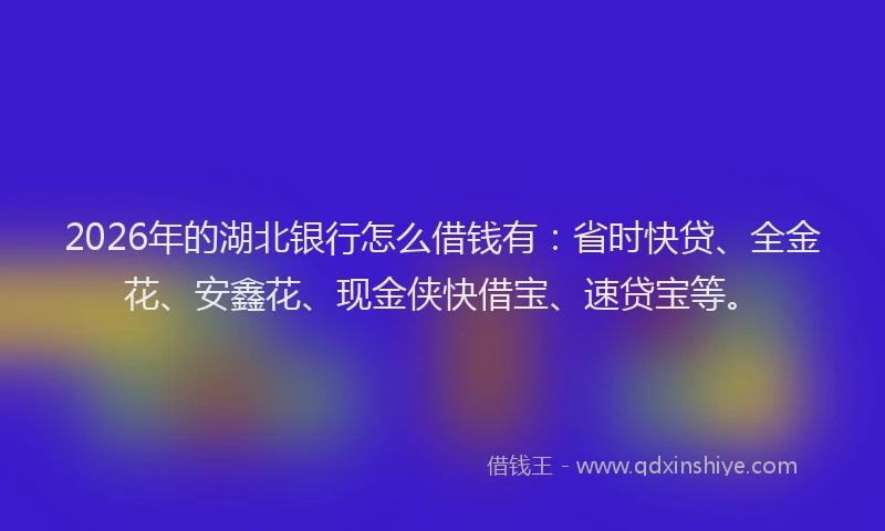 2026年的湖北银行怎么借钱有：省时快贷、全金花、安鑫花、现金侠快借宝、速贷宝等。