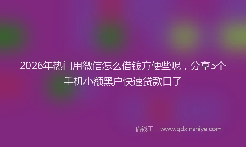 2026年热门用微信怎么借钱方便些呢，分享5个手机小额黑户快速贷款口子