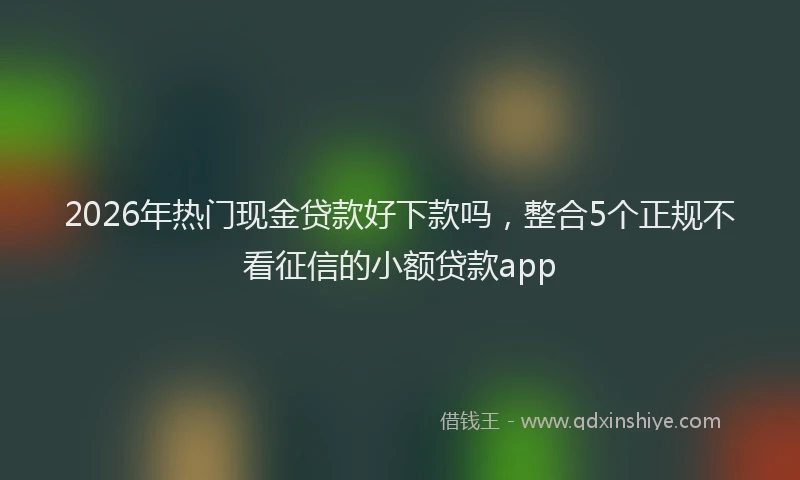 2026年热门现金贷款好下款吗，整合5个正规不看征信的小额贷款app