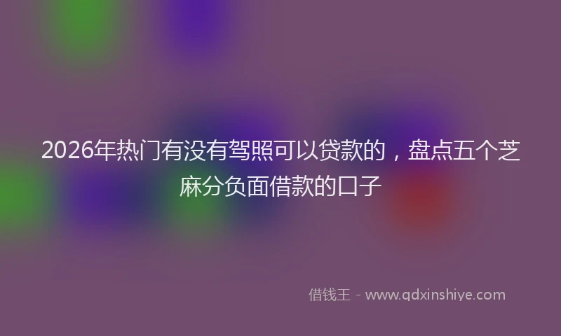 2026年热门有没有驾照可以贷款的,盘点五个芝麻分负面借款的口子