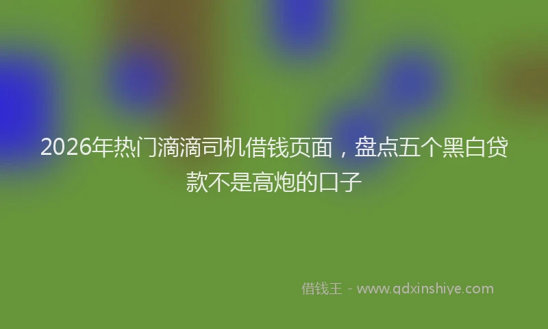 2026年热门滴滴司机借钱页面，盘点五个黑白贷款不是高炮的口子