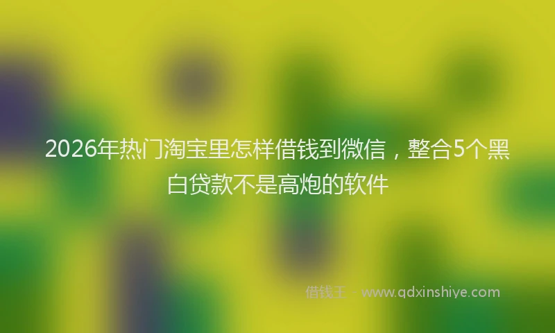 2026年热门淘宝里怎样借钱到微信，整合5个黑白贷款不是高炮的软件