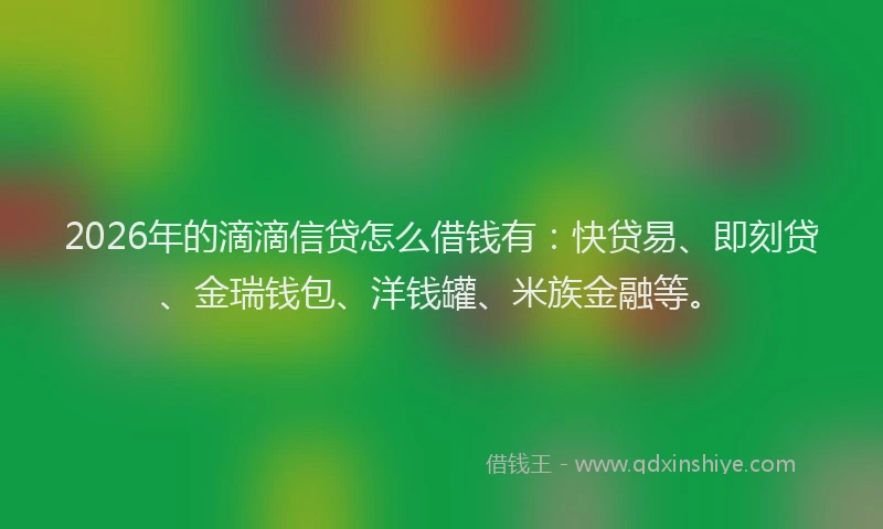 2026年的滴滴信贷怎么借钱有:快贷易、即刻贷、金瑞钱包、洋钱罐、米族金融等。