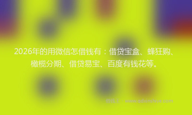 2026年的用微信怎借钱有：借贷宝盒、蜂狂购、橄榄分期、借贷易宝、百度有钱花等。