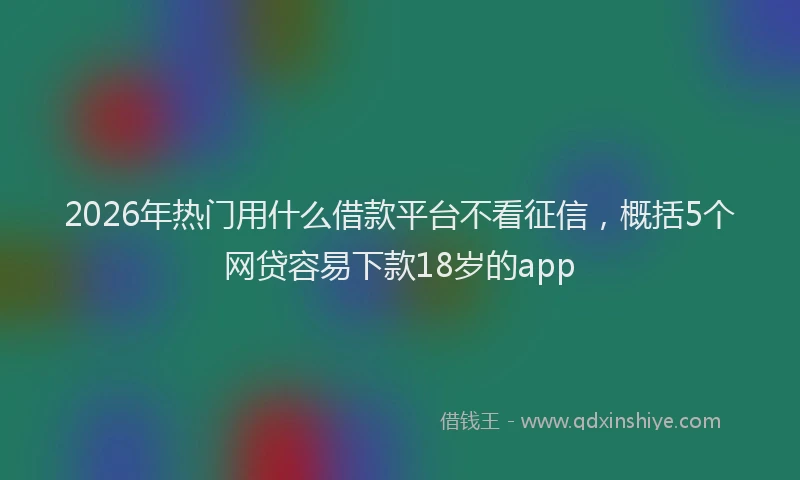 2026年热门用什么借款平台不看征信，概括5个网贷容易下款18岁的app