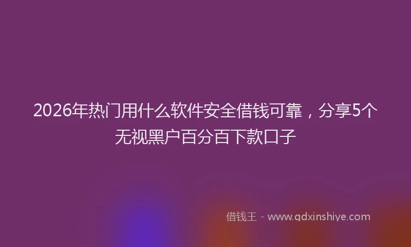 2026年热门用什么软件安全借钱可靠，分享5个无视黑户百分百下款口子