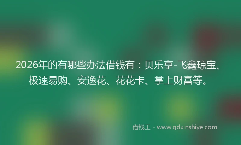 2026年的有哪些办法借钱有：贝乐享-飞鑫琼宝、极速易购、安逸花、花花卡、掌上财富等。