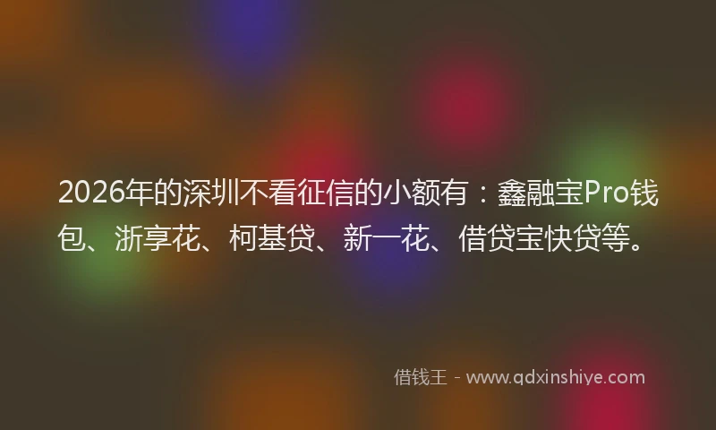 2026年的深圳不看征信的小额有：鑫融宝Pro钱包、浙享花、柯基贷、新一花、借贷宝快贷等。