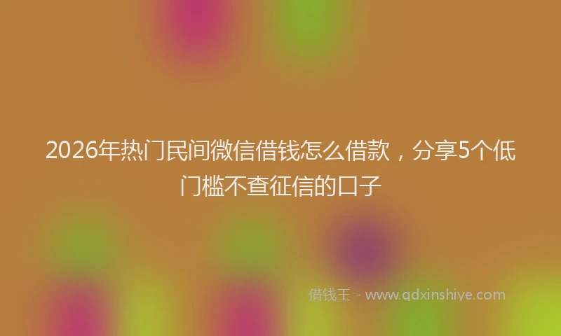 2026年热门民间微信借钱怎么借款，分享5个低门槛不查征信的口子