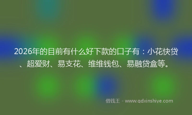 2026年的目前有什么好下款的口子有：小花快贷、超爱财、易支花、维维钱包、易融贷盒等。