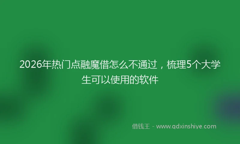 2026年热门点融魔借怎么不通过，梳理5个大学生可以使用的软件