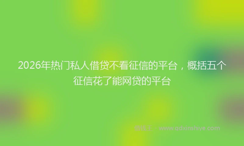 2026年热门私人借贷不看征信的平台，概括五个征信花了能网贷的平台