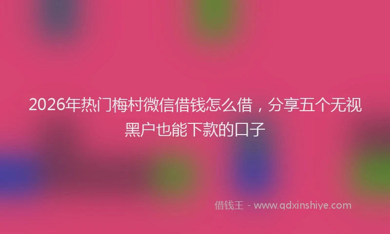 2026年热门梅村微信借钱怎么借，分享五个无视黑户也能下款的口子