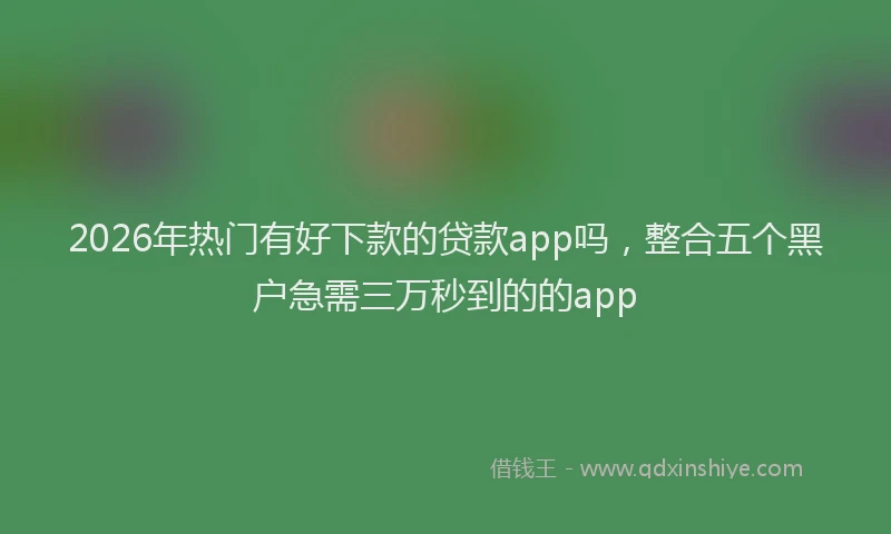 2026年热门有好下款的贷款app吗，整合五个黑户急需三万秒到的的app