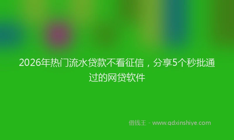 2026年热门流水贷款不看征信，分享5个秒批通过的网贷软件
