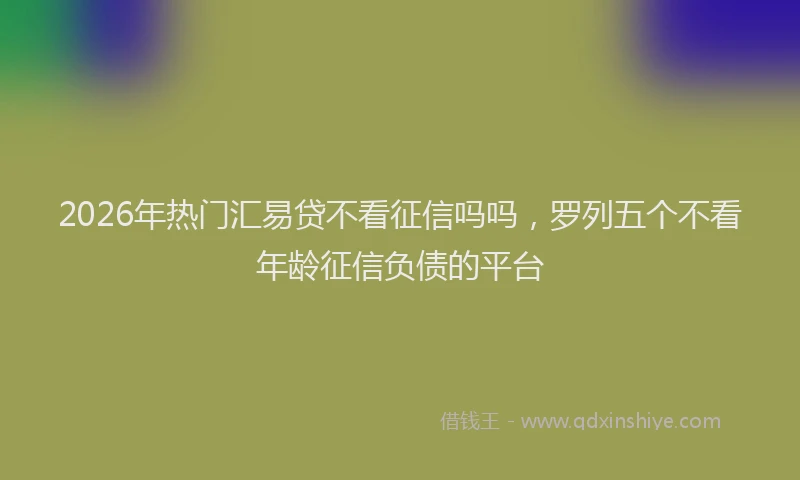 2026年热门汇易贷不看征信吗吗，罗列五个不看年龄征信负债的平台