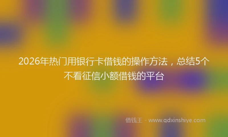 2026年热门用银行卡借钱的操作方法，总结5个不看征信小额借钱的平台
