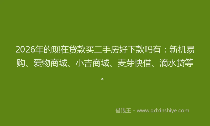 2026年的现在贷款买二手房好下款吗有：新机易购、爱物商城、小吉商城、麦芽快借、滴水贷等。