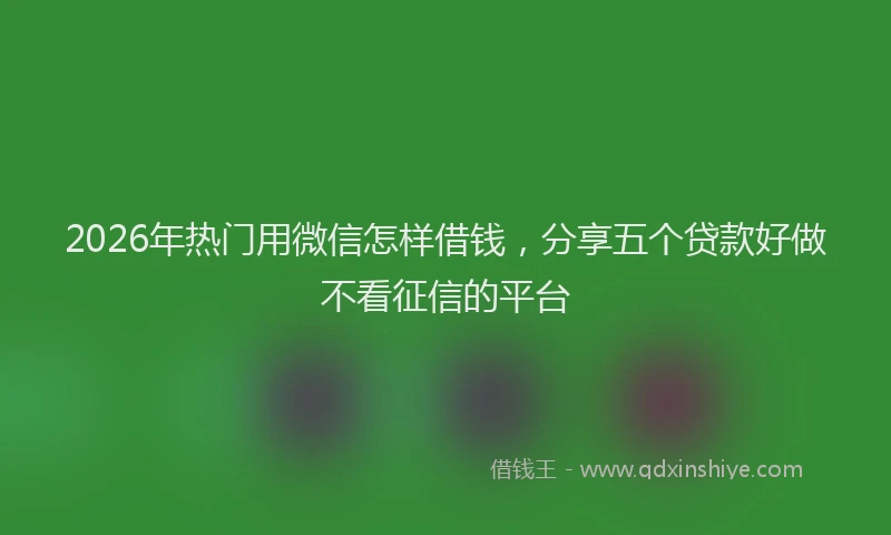 2026年热门用微信怎样借钱，分享五个贷款好做不看征信的平台