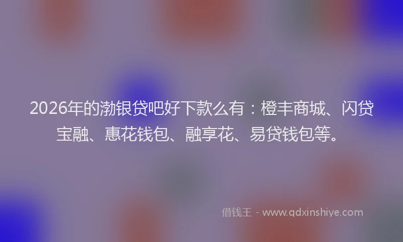 2026年的渤银贷吧好下款么有：橙丰商城、闪贷宝融、惠花钱包、融享花、易贷钱包等。