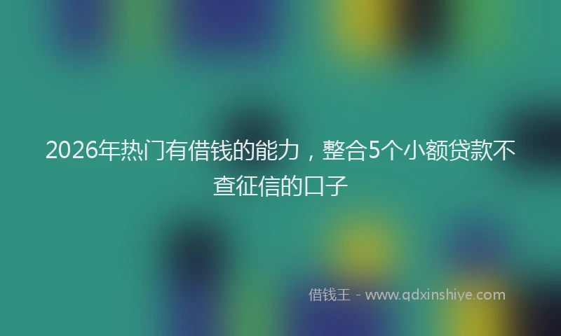 2026年热门有借钱的能力，整合5个小额贷款不查征信的口子