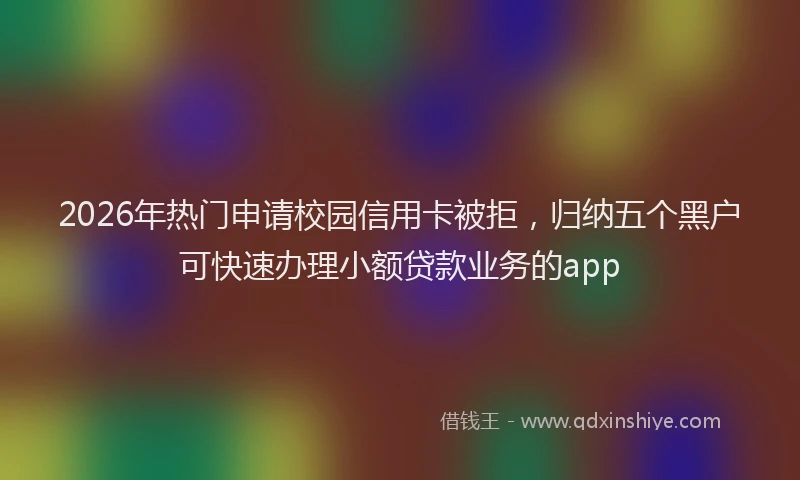 2026年热门申请校园信用卡被拒，归纳五个黑户可快速办理小额贷款业务的app