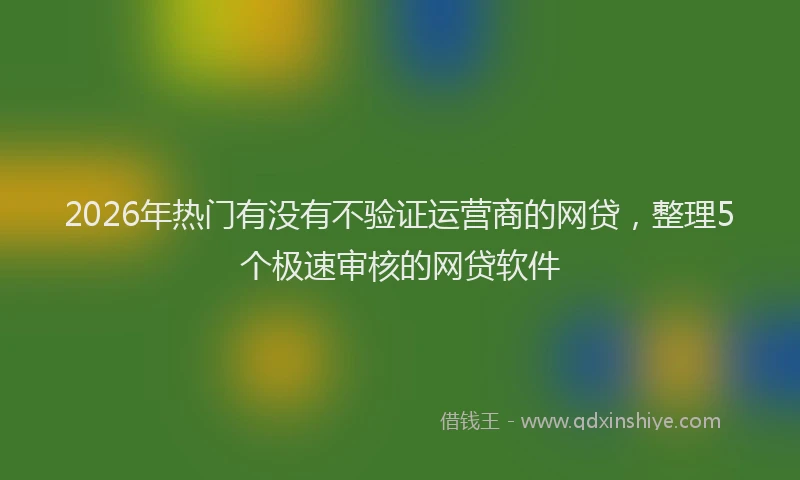 2026年热门有没有不验证运营商的网贷，整理5个极速审核的网贷软件