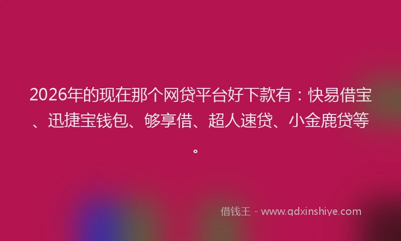 2026年的现在那个网贷平台好下款有：快易借宝、迅捷宝钱包、够享借、超人速贷、小金鹿贷等。