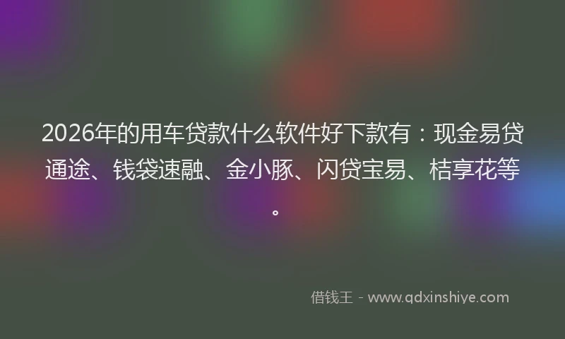 2026年的用车贷款什么软件好下款有：现金易贷通途、钱袋速融、金小豚、闪贷宝易、桔享花等。