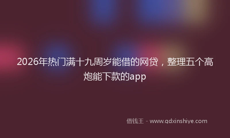 2026年热门满十九周岁能借的网贷，整理五个高炮能下款的app